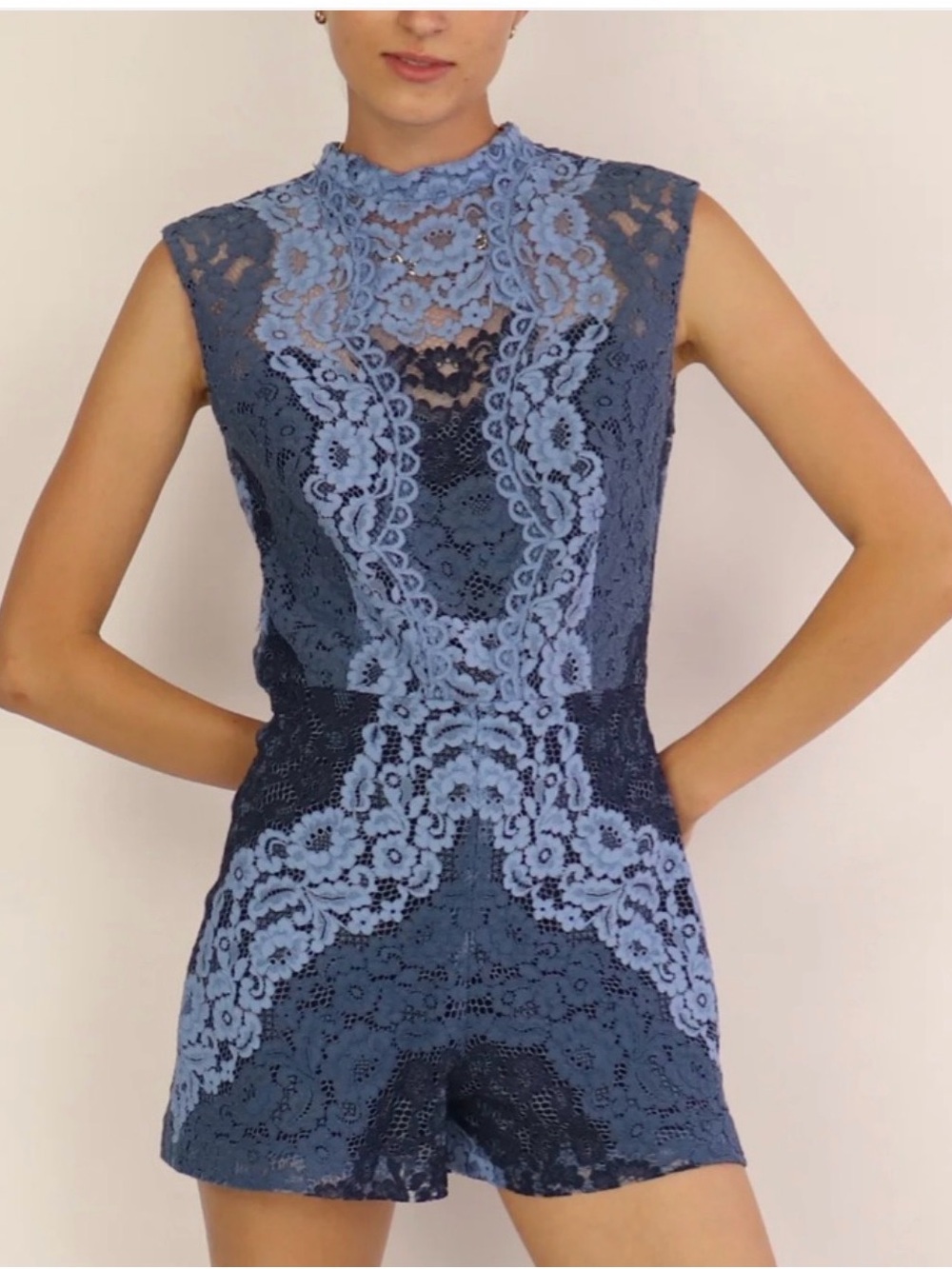 Sandro Blue Lace Romper size 1 (like Small)